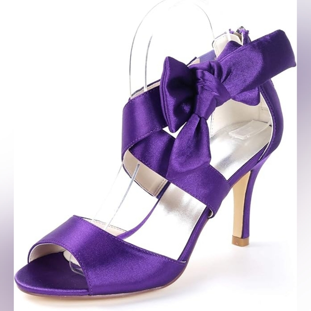 Purple satin dress heels Size 7 (EU 38)